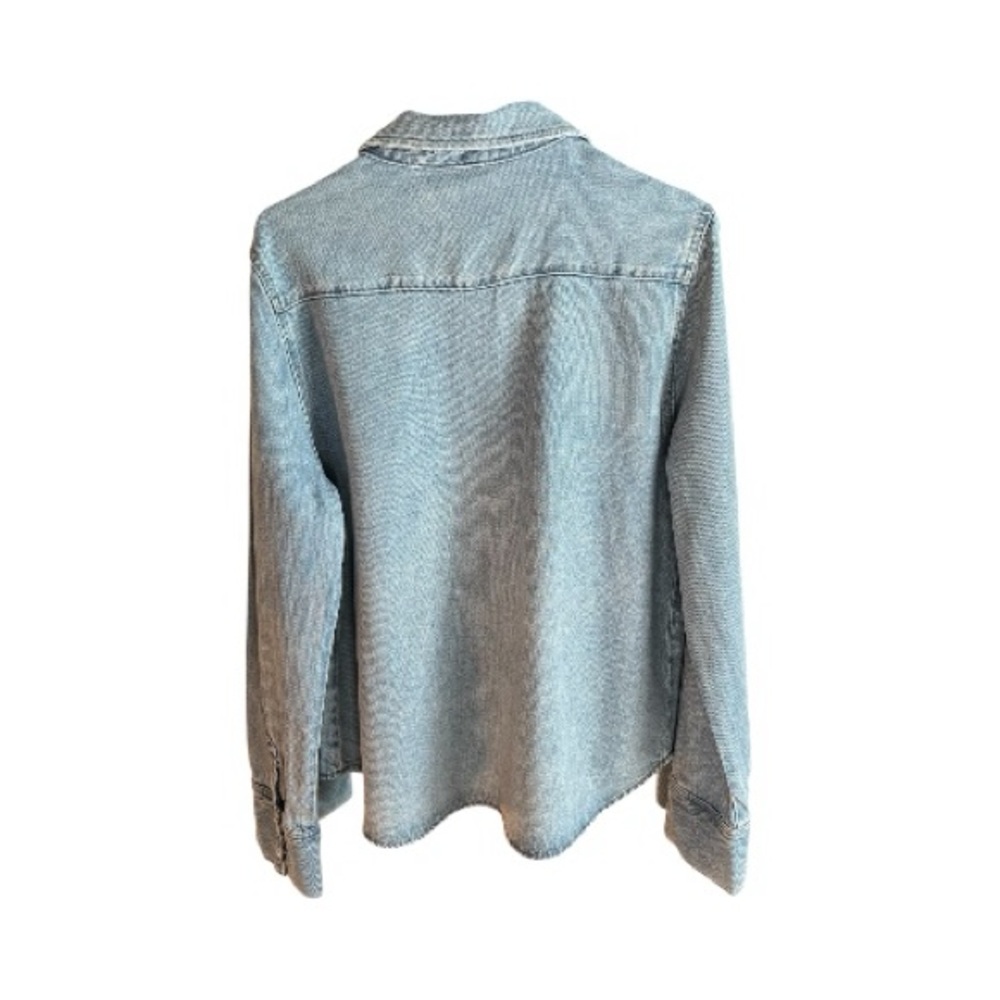 Denim snap Button-Up Shacket - Picture 2 of 7